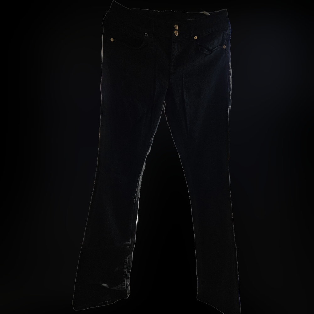 Black slim boot Cache pants with gold buttons
